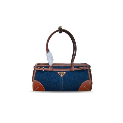 PRADA BONNIE DENIM SHOULDER BAG 1BA426 01 (32*15*12cm) 